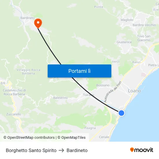 Borghetto Santo Spirito to Bardineto map