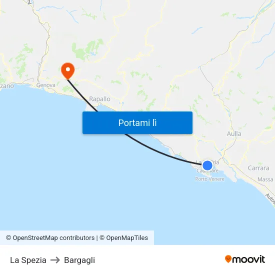 La Spezia to Bargagli map