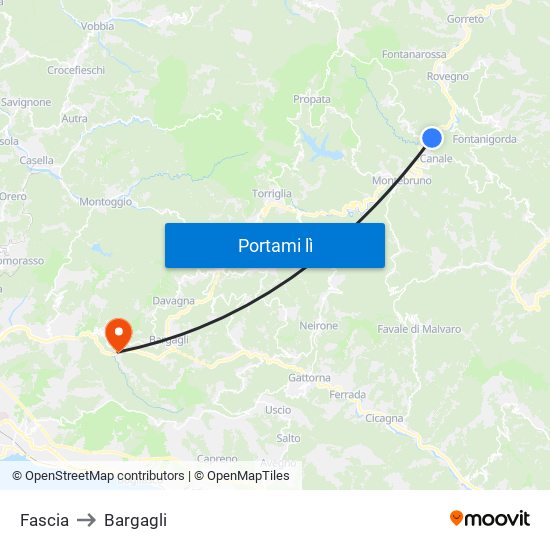 Fascia to Bargagli map