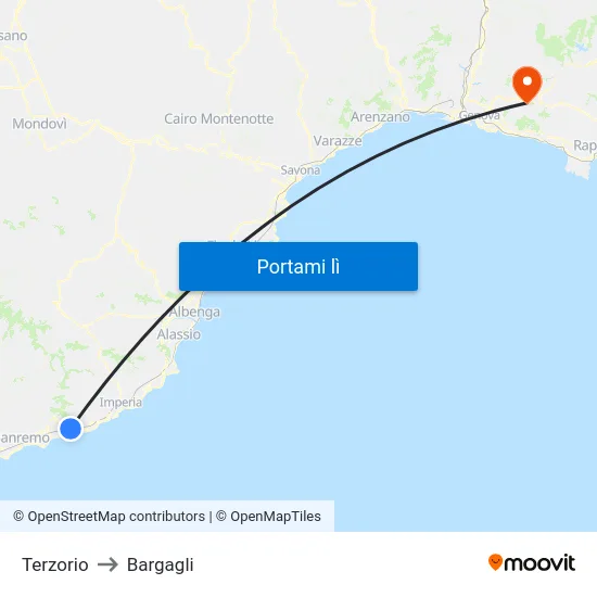 Terzorio to Bargagli map