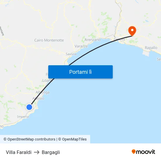 Villa Faraldi to Bargagli map