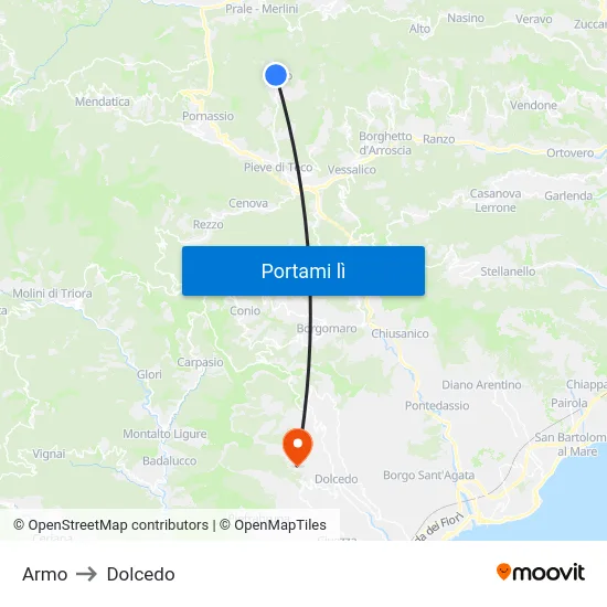 Armo to Dolcedo map