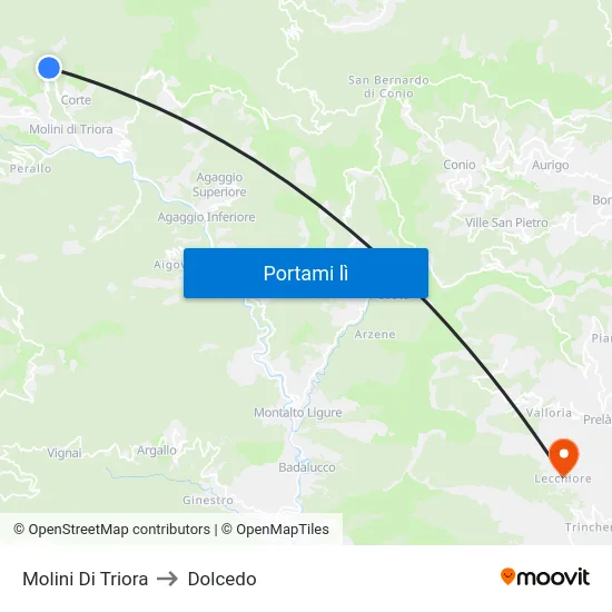 Molini Di Triora to Dolcedo map