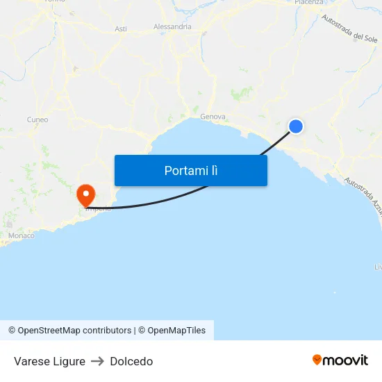 Varese Ligure to Dolcedo map