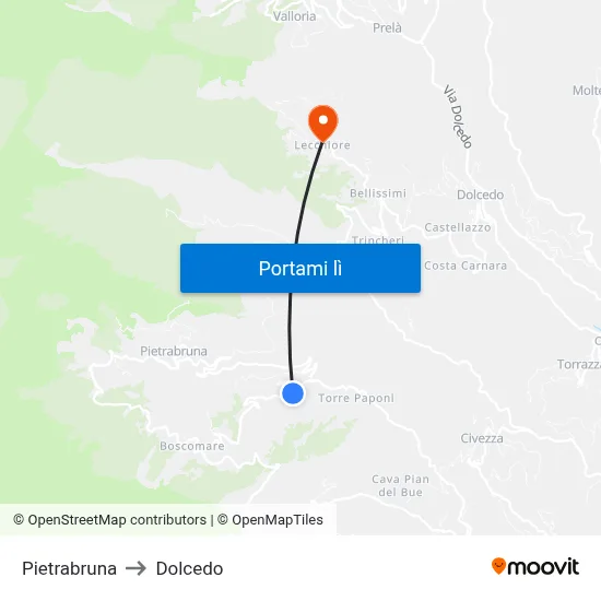 Pietrabruna to Dolcedo map