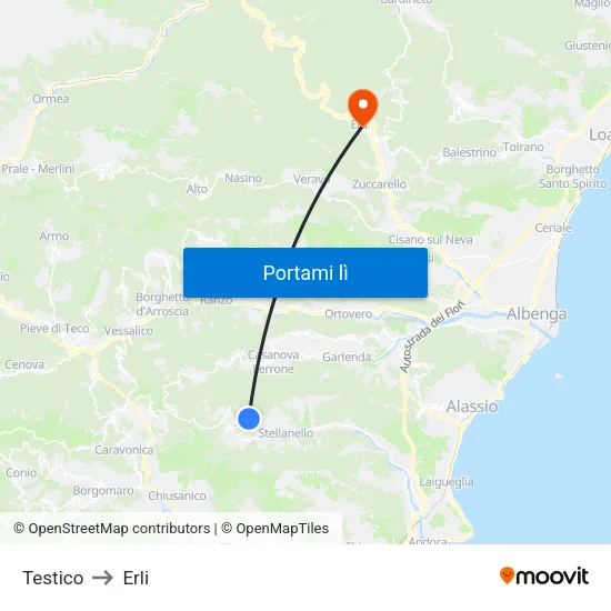 Testico to Erli map