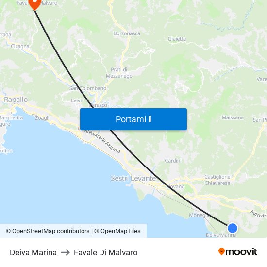 Deiva Marina to Favale Di Malvaro map