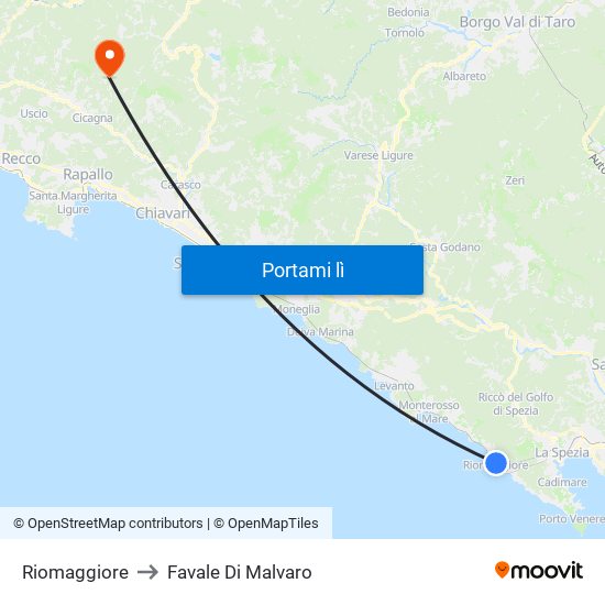 Riomaggiore to Favale Di Malvaro map