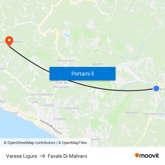 Varese Ligure to Favale Di Malvaro map