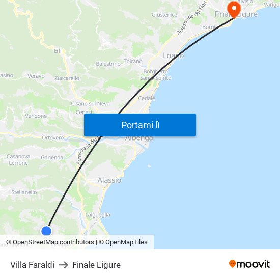 Villa Faraldi to Finale Ligure map