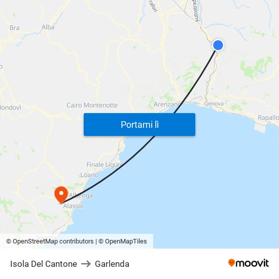 Isola Del Cantone to Garlenda map