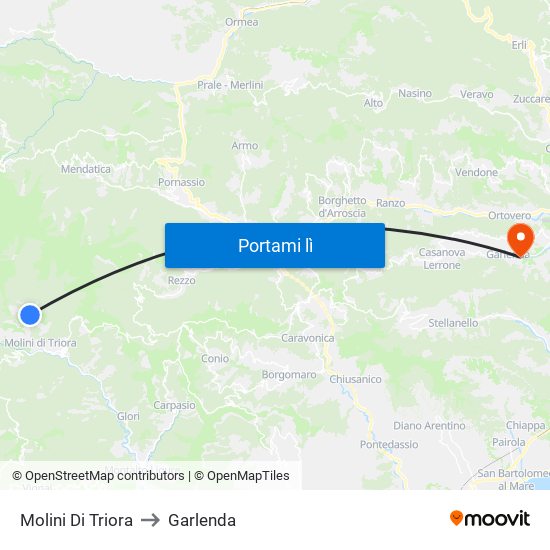 Molini Di Triora to Garlenda map