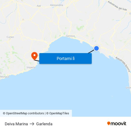 Deiva Marina to Garlenda map