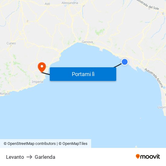 Levanto to Garlenda map