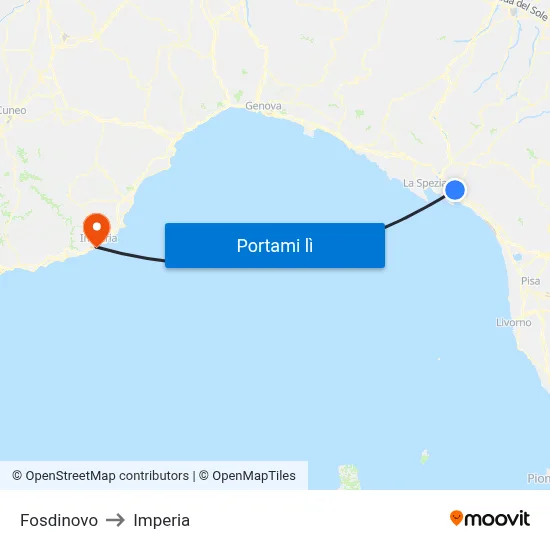 Fosdinovo to Imperia map