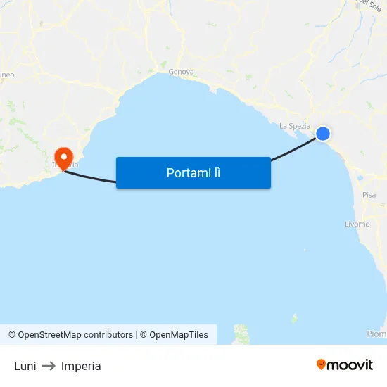 Luni to Imperia map