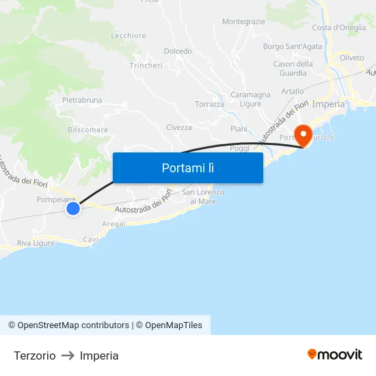 Terzorio to Imperia map