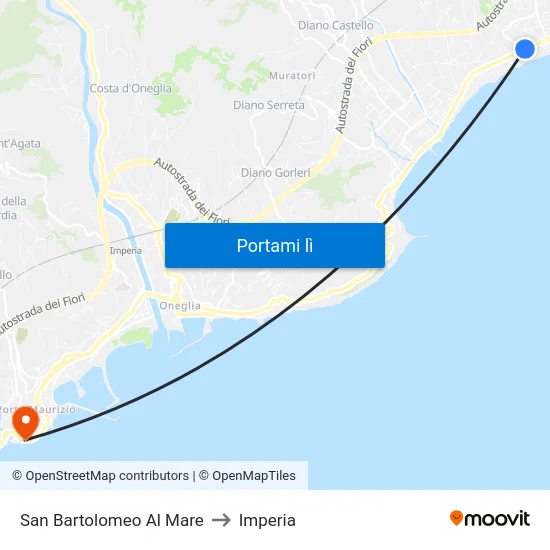 San Bartolomeo Al Mare to Imperia map