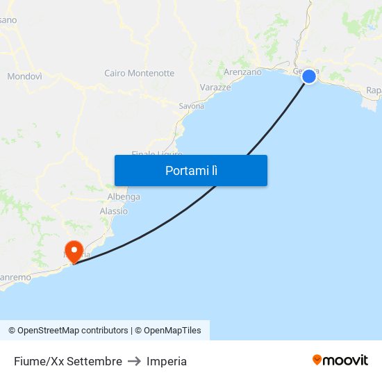 Fiume/Xx Settembre to Imperia map