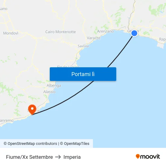 Fiume/Xx Settembre to Imperia map