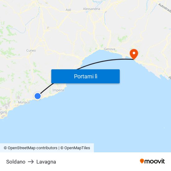 Soldano to Lavagna map