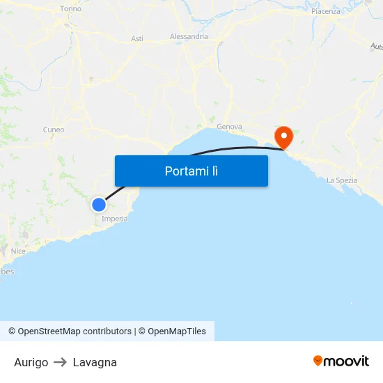 Aurigo to Lavagna map
