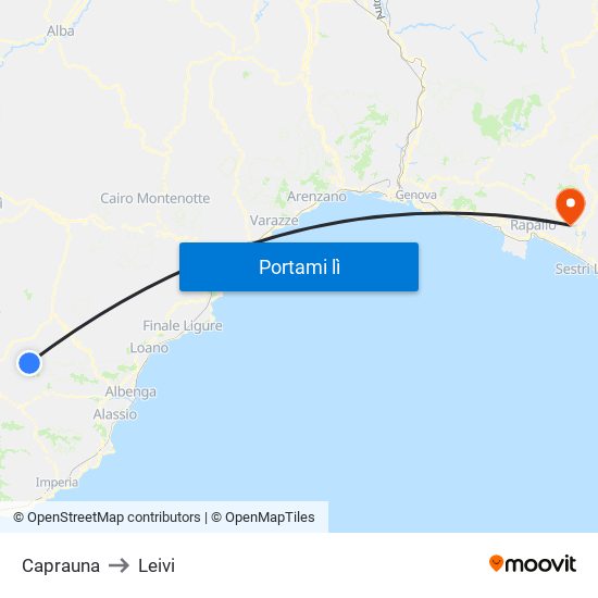 Caprauna to Leivi map
