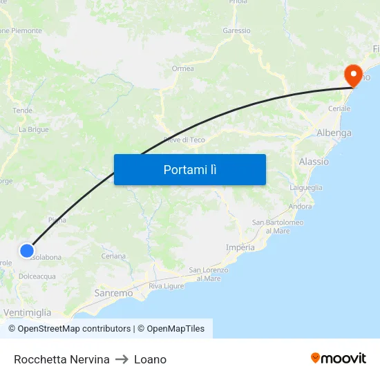 Rocchetta Nervina to Loano map