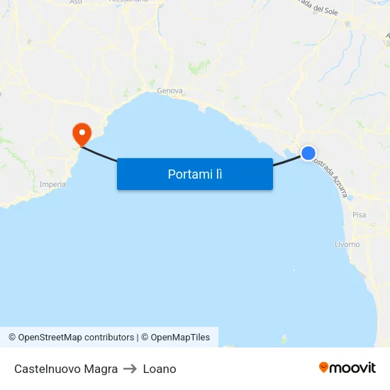 Castelnuovo Magra to Loano map