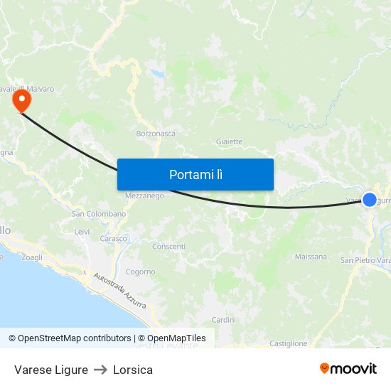 Varese Ligure to Lorsica map