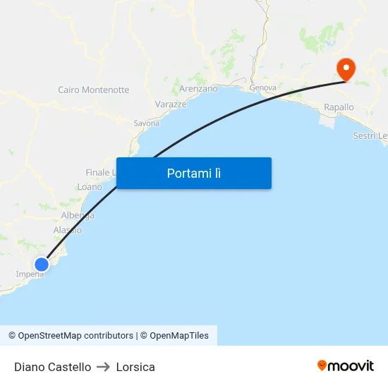 Diano Castello to Lorsica map