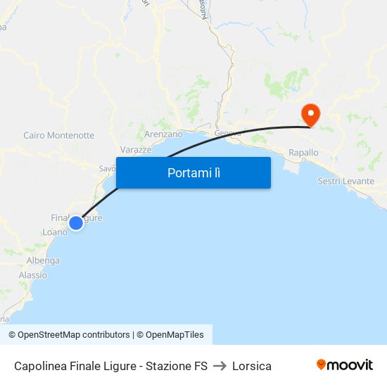 Capolinea Finale Ligure - Stazione FS to Lorsica map