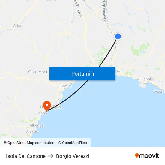 Isola Del Cantone to Borgio Verezzi map