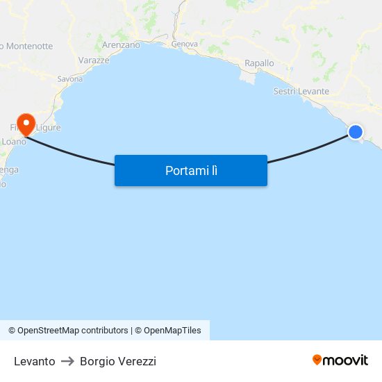 Levanto to Borgio Verezzi map