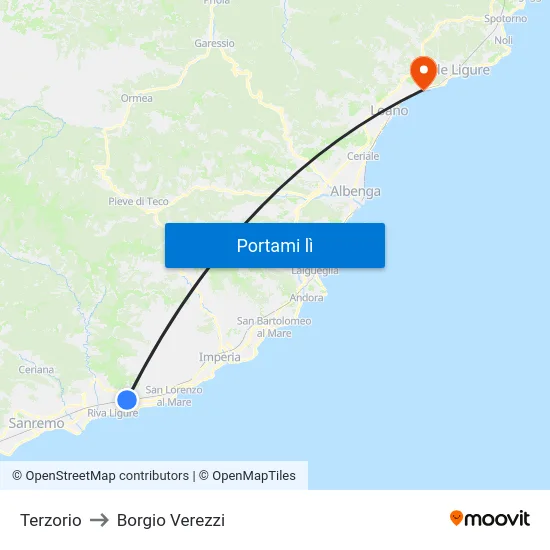 Terzorio to Borgio Verezzi map