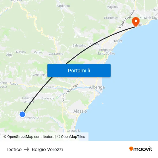 Testico to Borgio Verezzi map