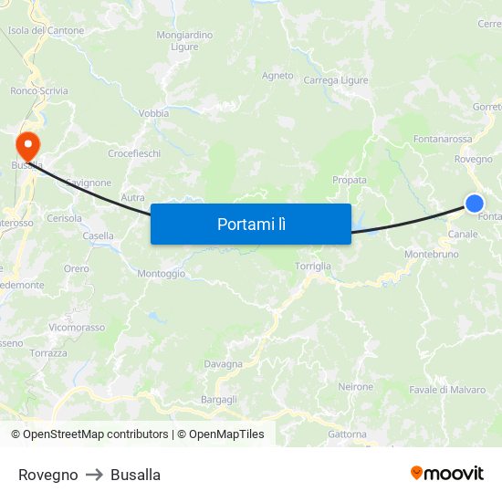Rovegno to Busalla map