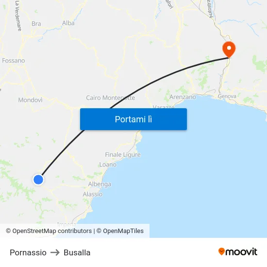 Pornassio to Busalla map