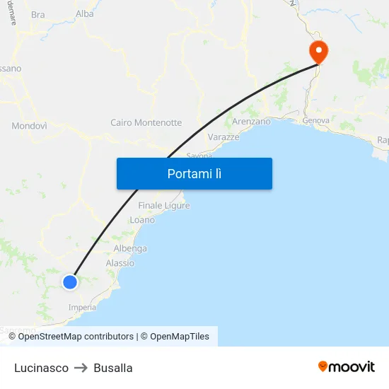 Lucinasco to Busalla map