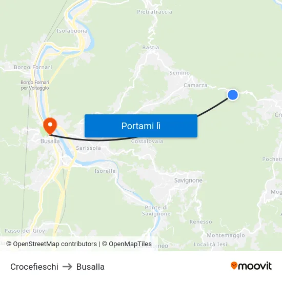 Crocefieschi to Busalla map