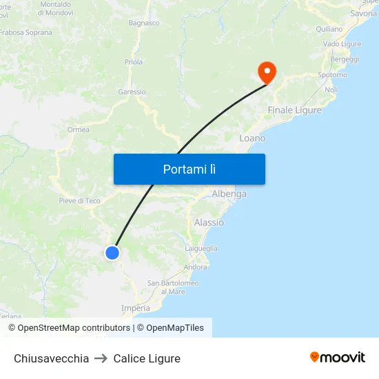 Chiusavecchia to Calice Ligure map