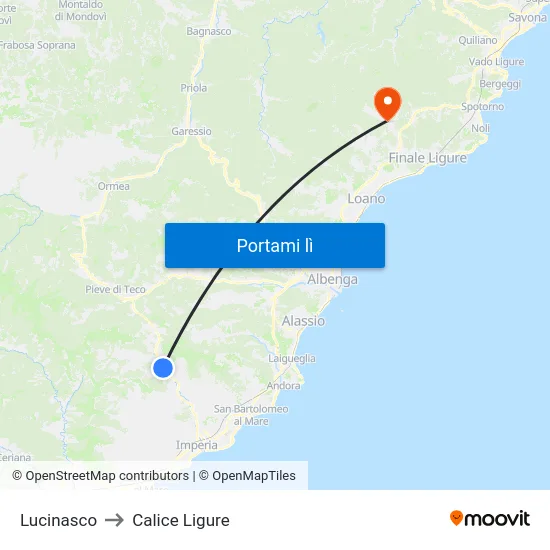 Lucinasco to Calice Ligure map