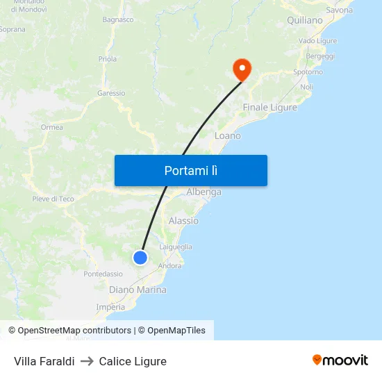 Villa Faraldi to Calice Ligure map
