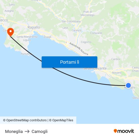 Moneglia to Camogli map