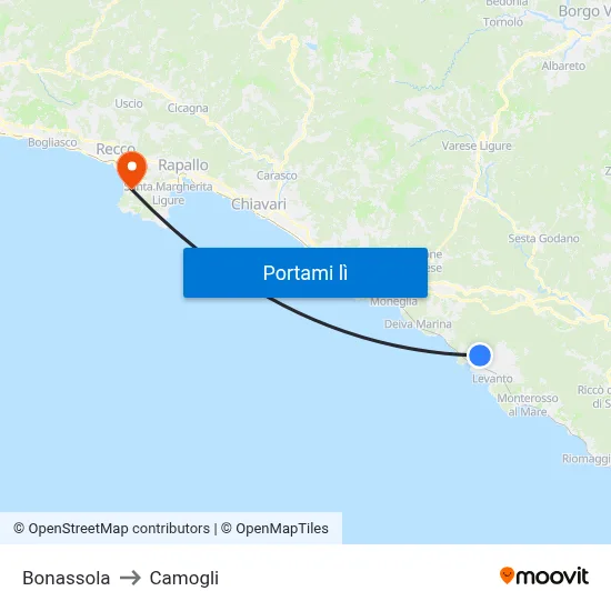 Bonassola to Camogli map