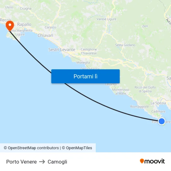 Porto Venere to Camogli map