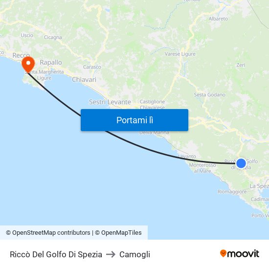 Riccò Del Golfo Di Spezia to Camogli map
