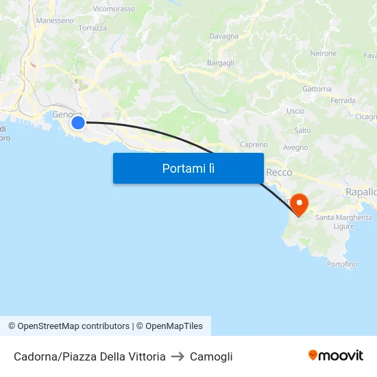 Cadorna/Piazza Della Vittoria to Camogli map
