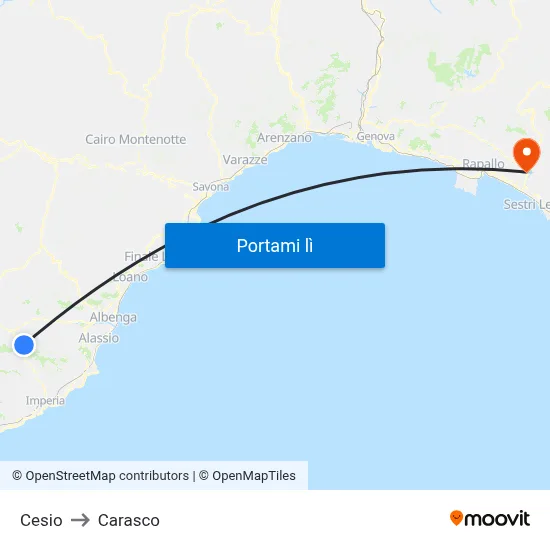 Cesio to Carasco map