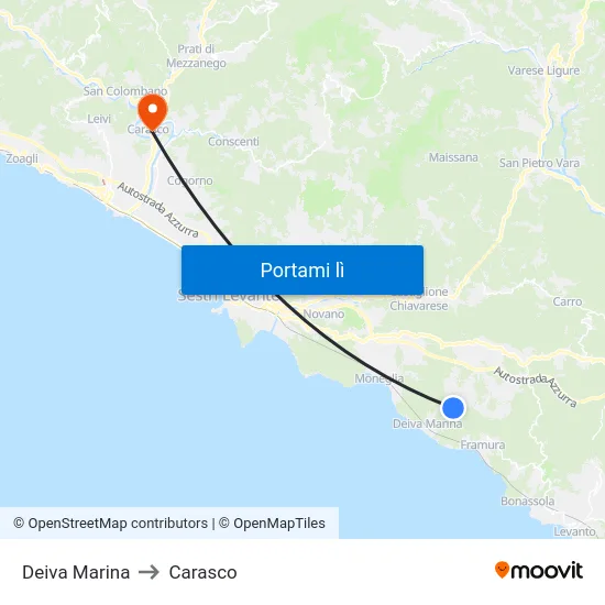 Deiva Marina to Carasco map